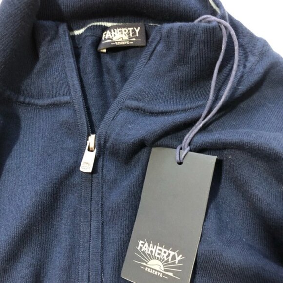 Faherty NWT movement quarter zip collared sweater marine blue Heather mens XL - Picture 4 of 8